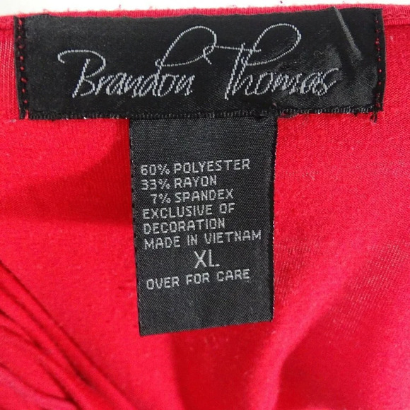 Brandon Thomas Draped Beaded Neckline Knit Top Shirt Women Size XL Red - Picture 5 of 6